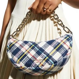 NWT kate spade new york smile small tweed zip crossbody bag Parchment multi